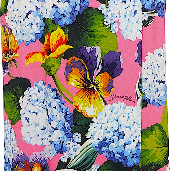 Hydrangea Print Long Sleeve Cady Midi Dress DOLCE&GABBANA - Picture 12 of 15